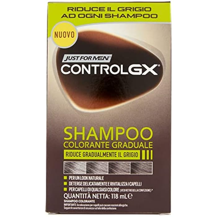Just For Men - Control GX - Dye Shampoo, Gradually Reduces Grey Hair for a Natural Look, 118 ml - Image 1